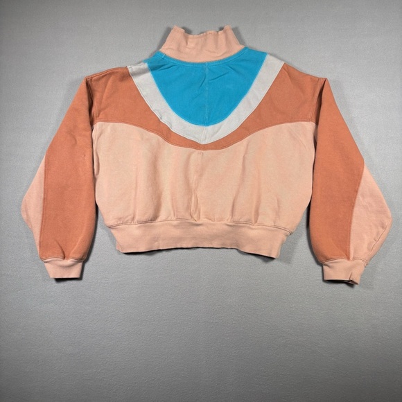 Free People Color Block Zip-Up Sweatshirt W/ Ribbed Cuffs & Hem Sz Medium - Picture 11 of 13